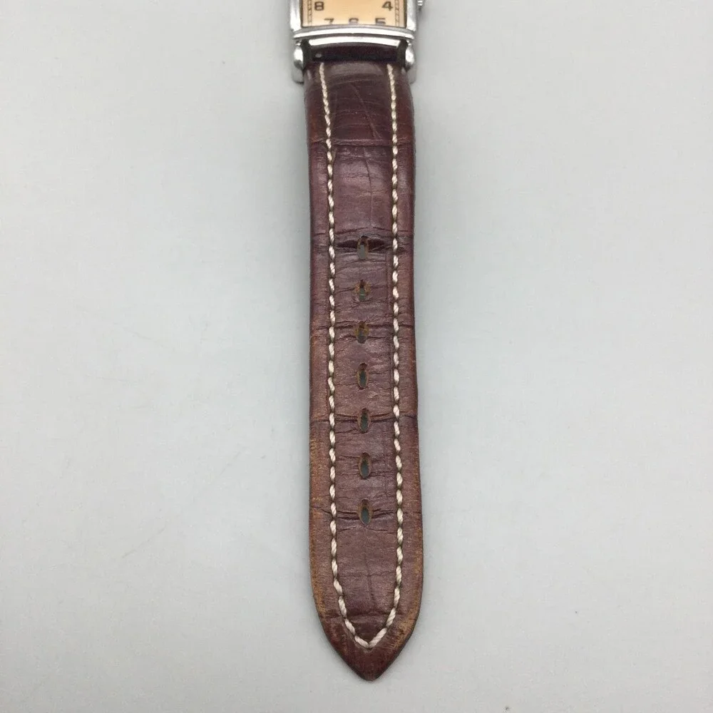 Emporio Armani Womens Watch 24mm Beige Dial Brown Leather AR2004 New Battery